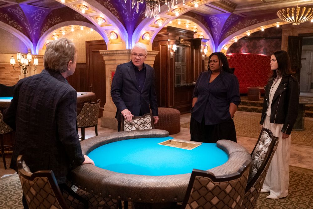 ONLY MURDERS IN THE BUILDING - “Tongue Tied” - Thwarted in their investigative podcast plans, Mabel and Oliver look for help from the Arconia support staff — as Charles dines with another suspect and gets caught up in “catching” more than he bargained for. (Disney/Patrick Harbron)