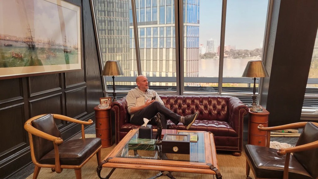 Matlock production designer Adam Rowe admiring his handiwork—and likely waiting on a sparkling water from crafty